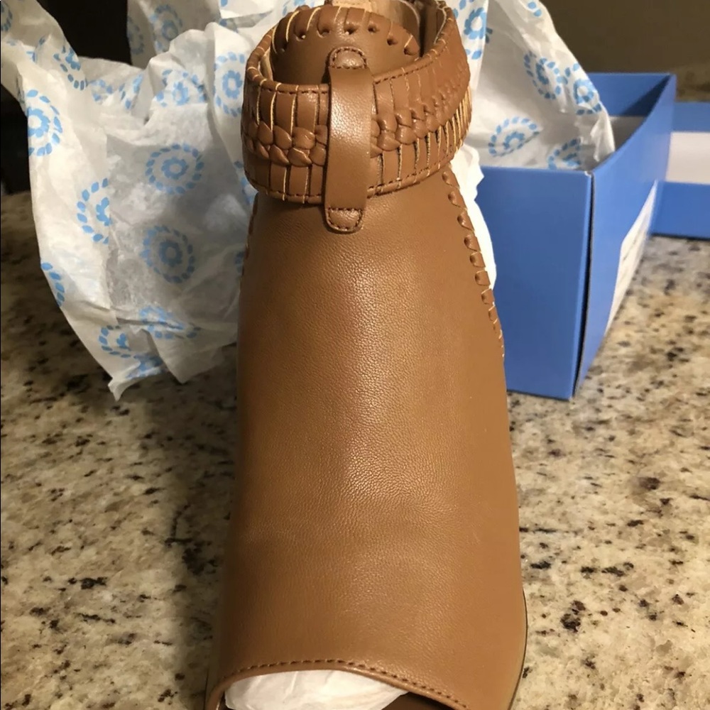 Jack Rogers Tinsley Open Toe Bootie Brown Size 8.